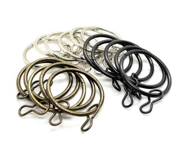 Metal Curtain Rings with Hooks – Assorted Finishes